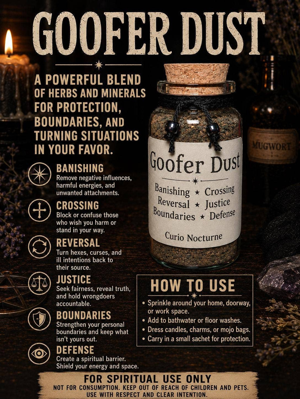 Goofer Dust Powder for Hexing & Protection in Glas