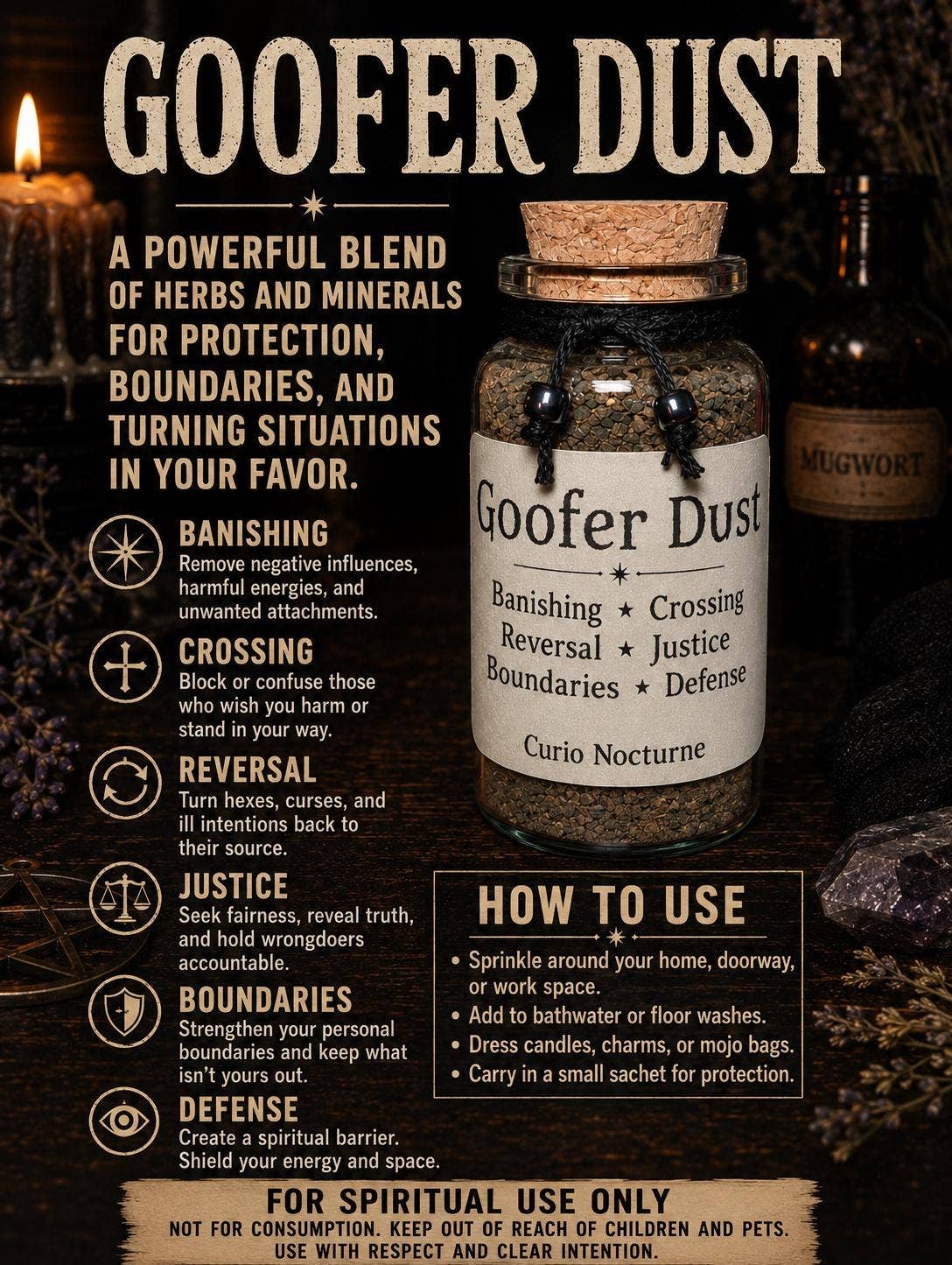 Goofer Dust Powder for Hexing & Protection in Glas
