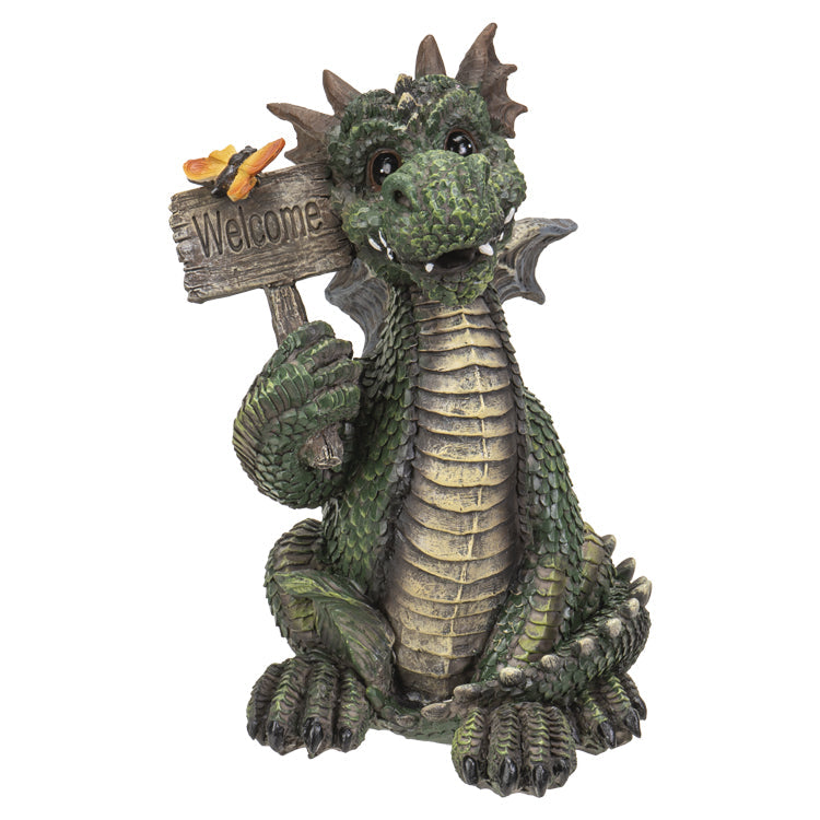 Green Welcome Sign Dragon Figurine