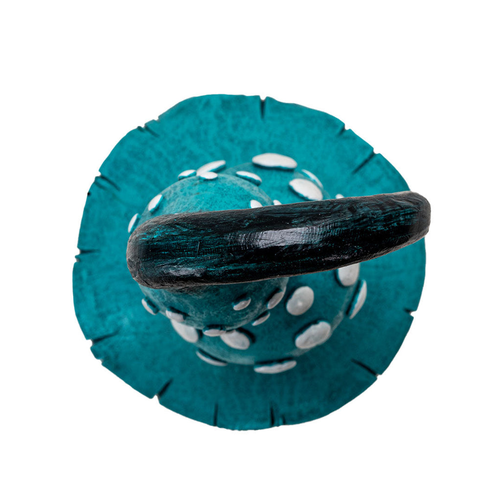 Whimsical Blue Garden Mushroom Figurine