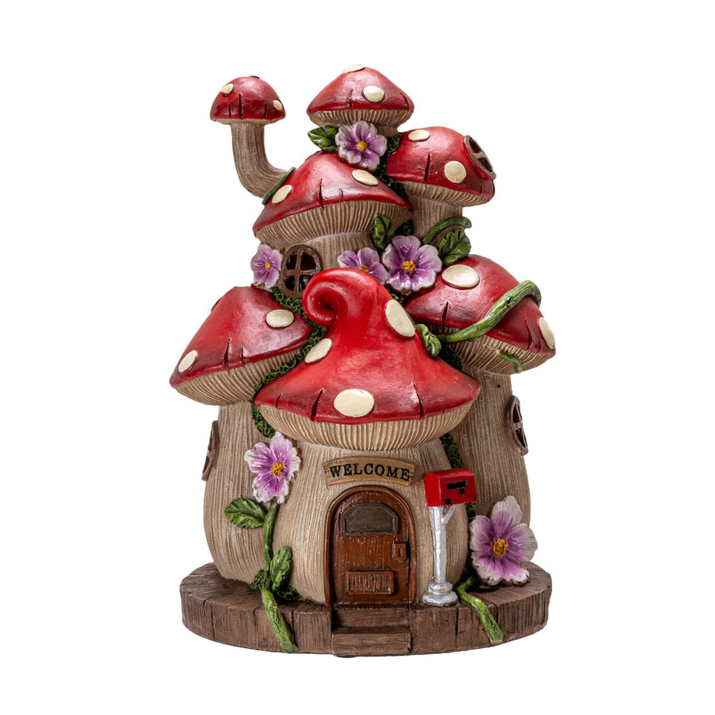 Flowery Toadstool Mushroom House with LED Figurine