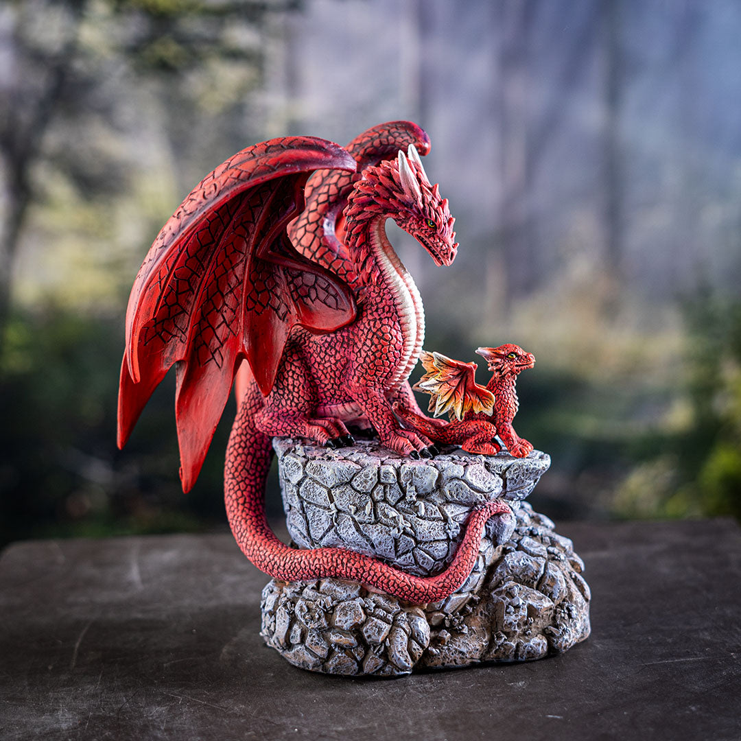 Fire Dragon with Hatchling Figurine