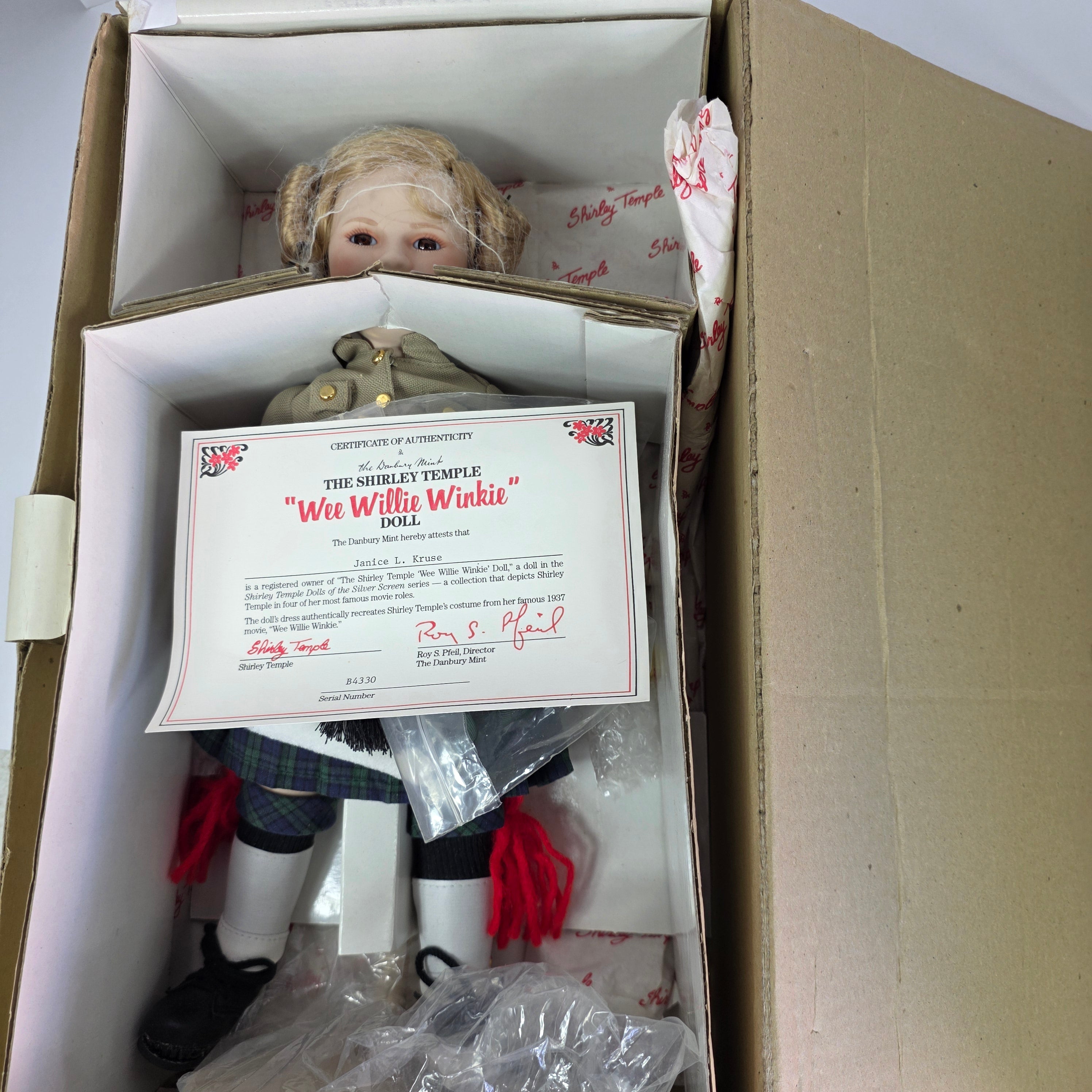 Danbury Mint Shirley Temple "Wee Willie Winkie" Doll — with COA