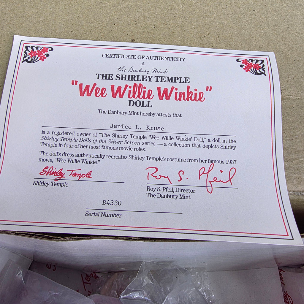 Danbury Mint Shirley Temple "Wee Willie Winkie" Doll — with COA