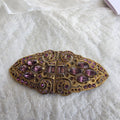 Antique Art Deco Genuine Amethyst Cloak Clip / Brooch