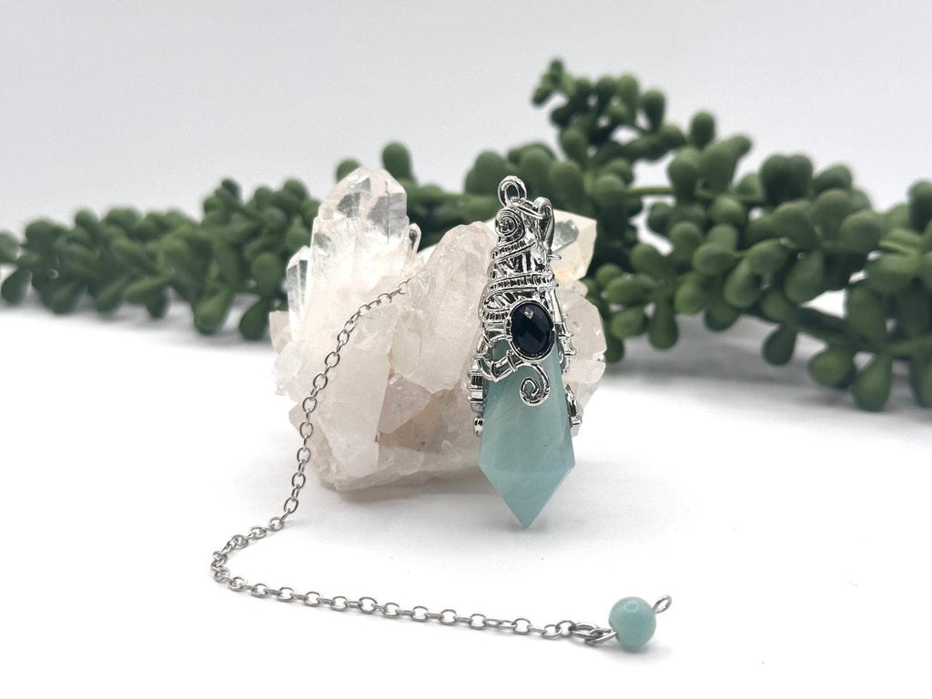 Gemstone Pendulum  12 Faceted Antique Silver Color : Lapis Lazulli