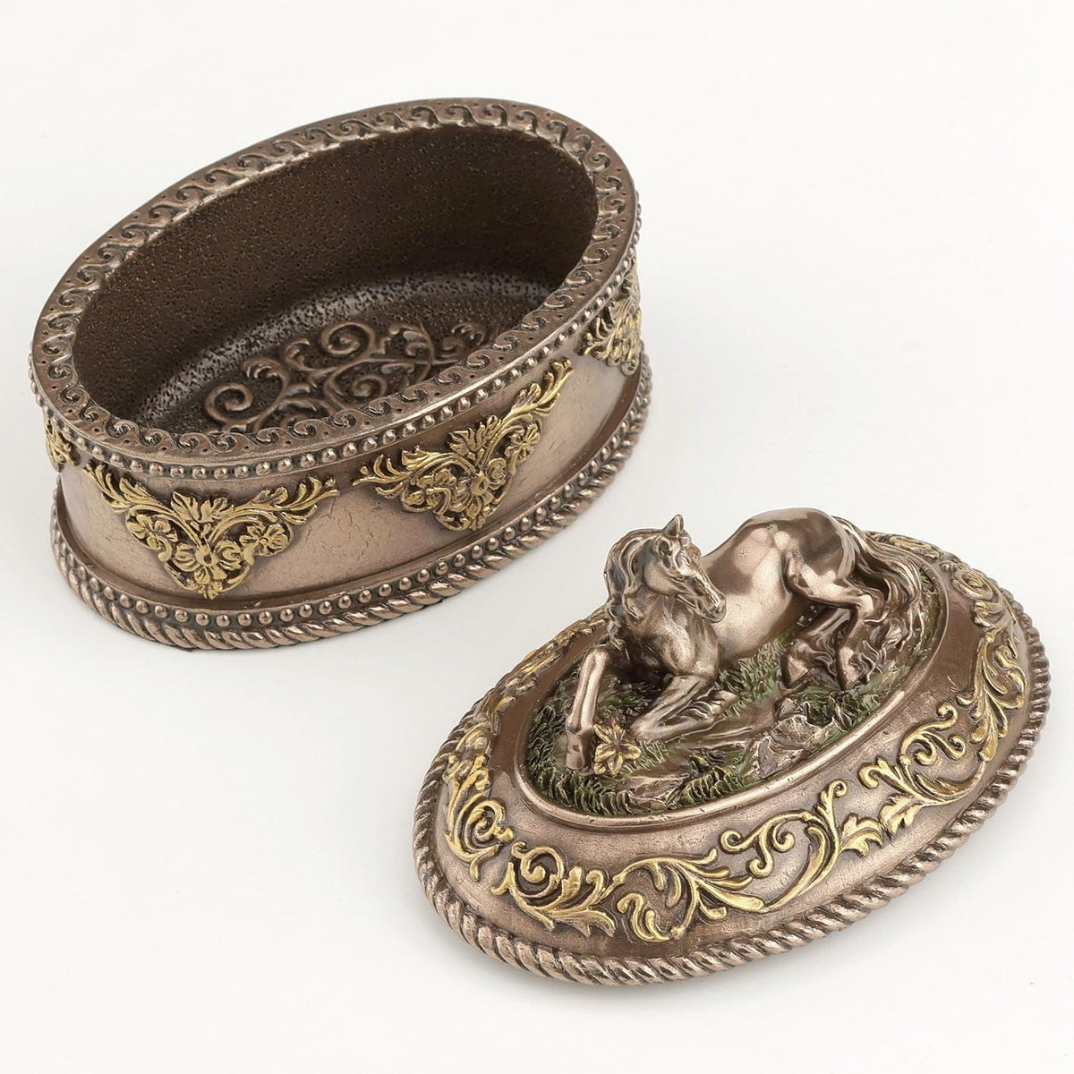 Lying Horse Oval Trinket Box