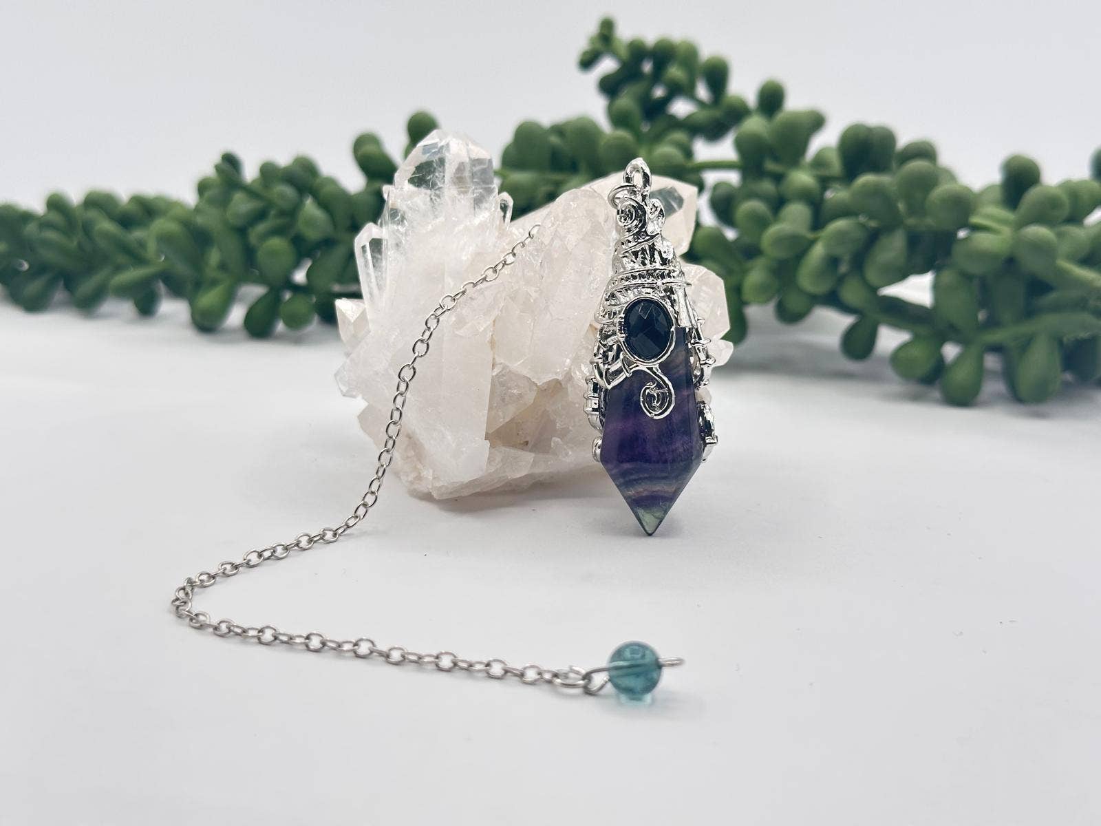 Gemstone Pendulum  12 Faceted Antique Silver Color : Amethyst