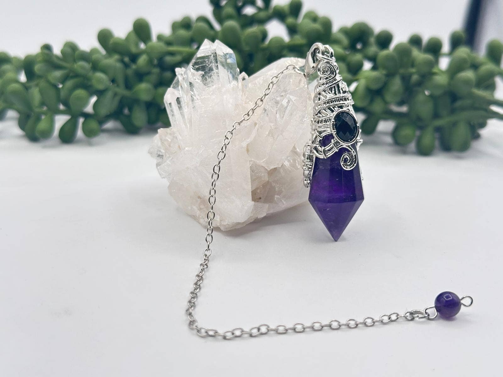 Gemstone Pendulum  12 Faceted Antique Silver Color : Lapis Lazulli