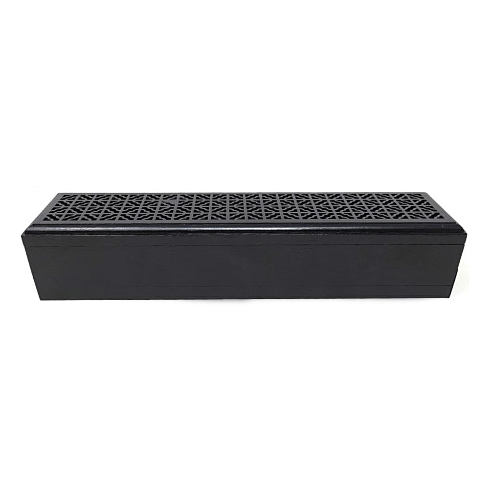 Black Finish Wood Incense Box Burner - Large