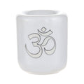 Ceramic Chime Candle Holder - White w/ Silver Om