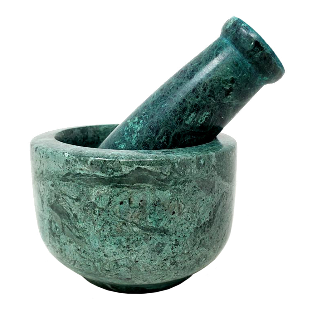 Green Marble Stone Mortar & Pestle