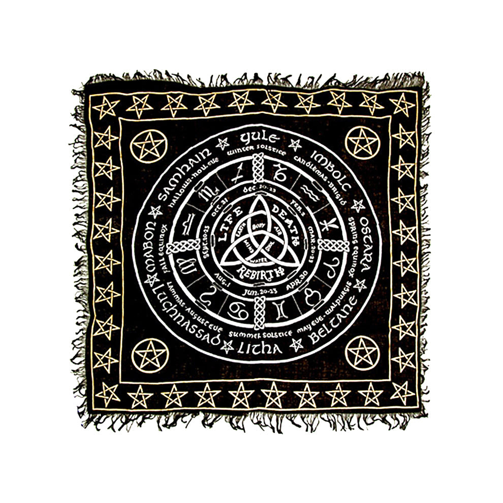 Triquetra Pentacle in Gold & Silver Altar Cloth 36" x 36"