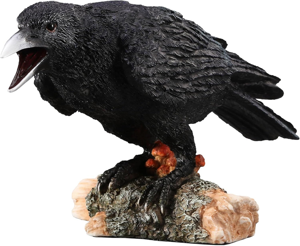 Crow Standing on a Log Figurine
