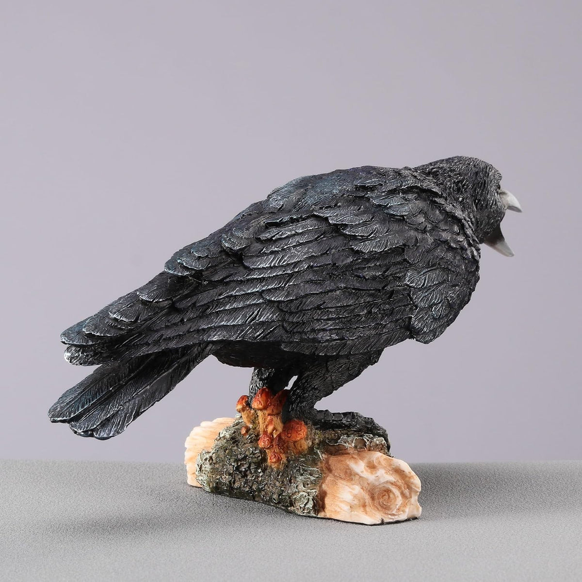 Crow Standing on a Log Figurine