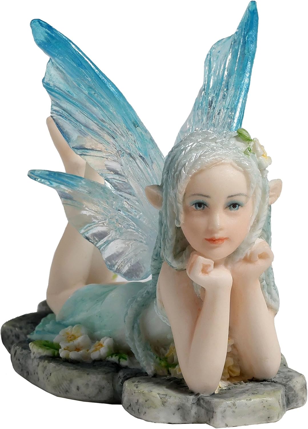 Cerulean Playful Lying Down Fairy Figurine