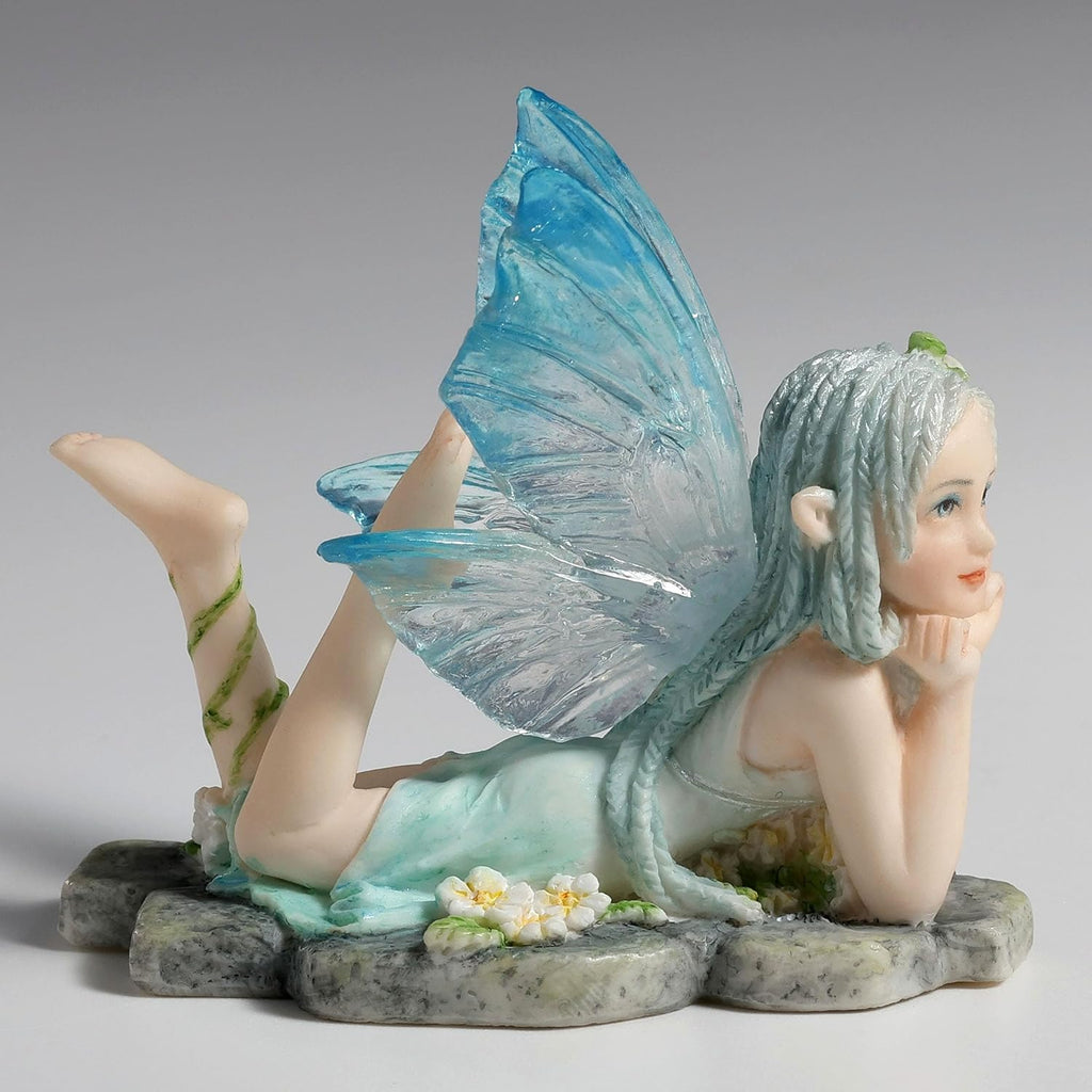 Cerulean Playful Lying Down Fairy Figurine