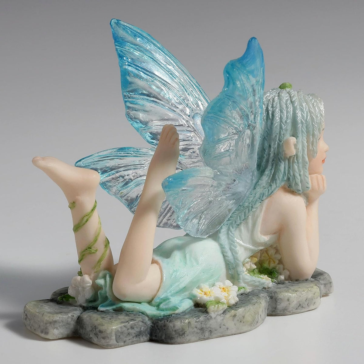 Cerulean Playful Lying Down Fairy Figurine