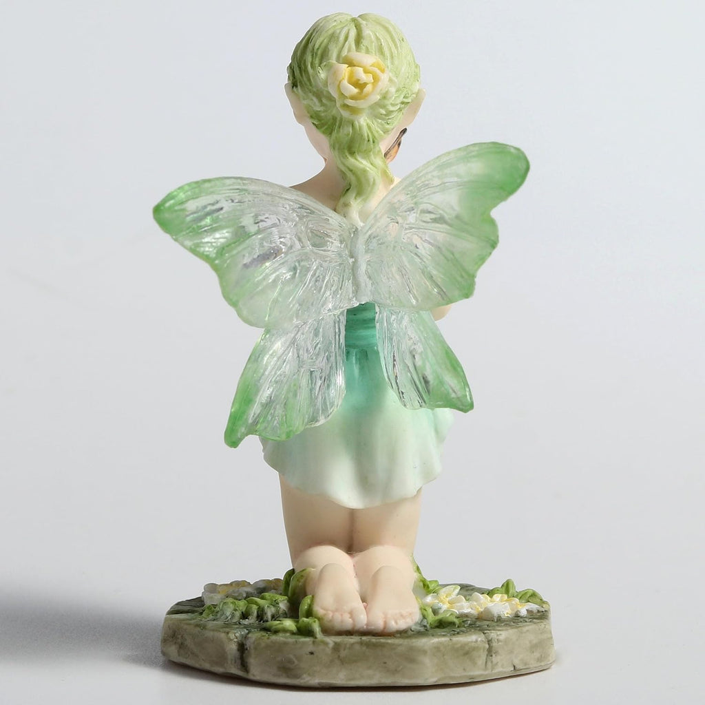 Pale Green Kneeling Butterfly Fairy Figurine