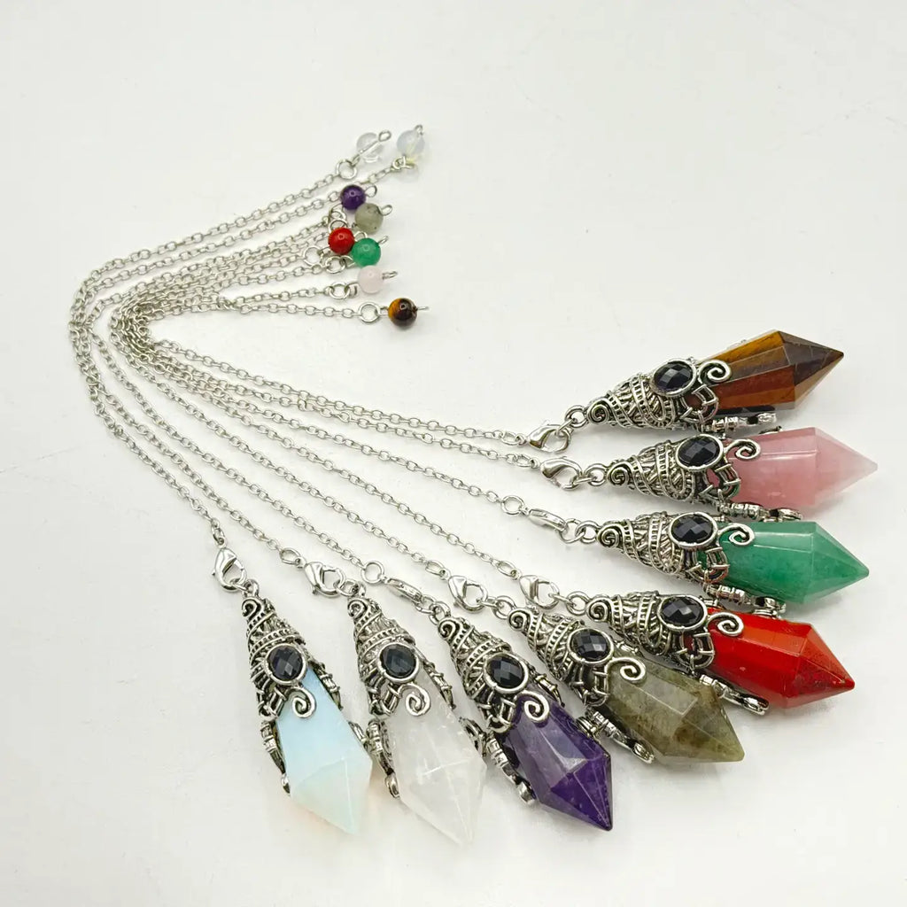 Gemstone Pendulum  12 Faceted Antique Silver Color : Amethyst