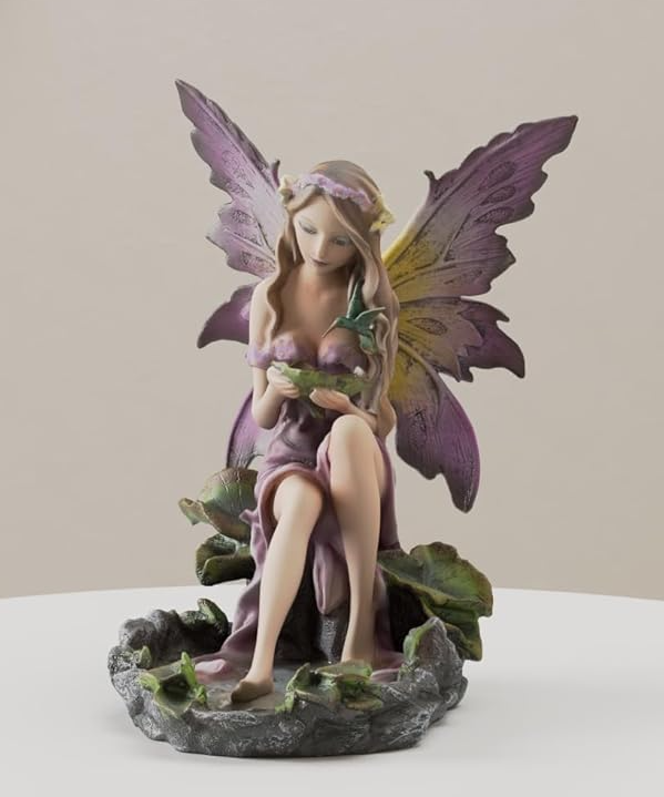 Sitting Pink Pond Fairy Figurine