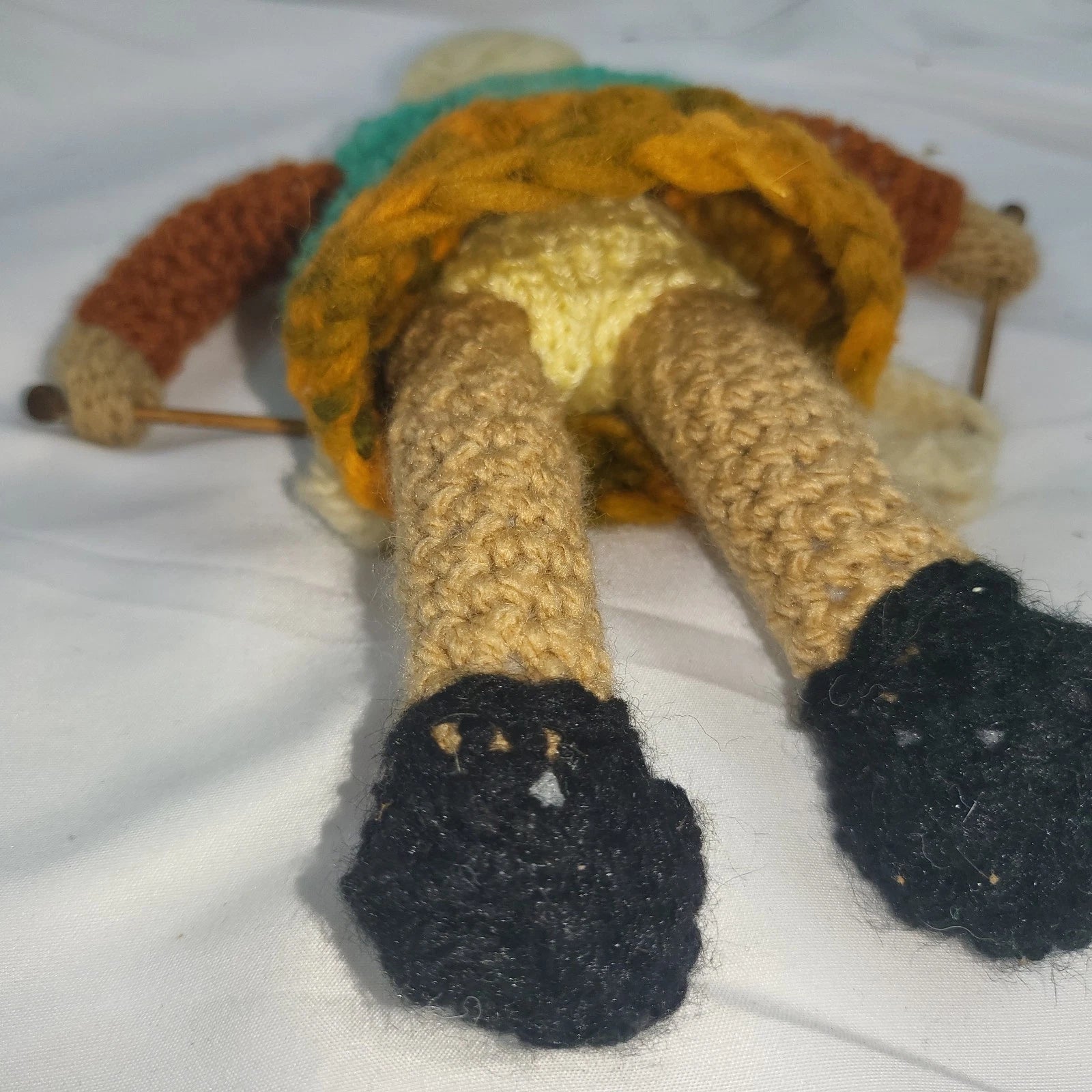 Handmade Folk Art Knitting Grandmother Doll — Vintage Crone Figure