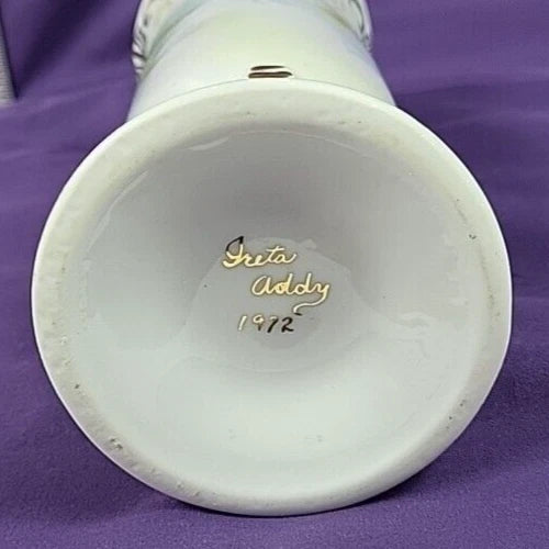 Hand-Painted Artist-Signed Vase — Greta Addy, 1972