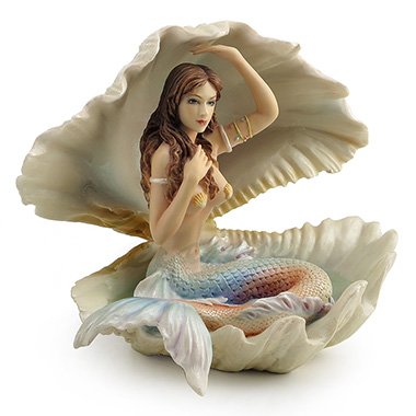 Mermaid Sitting in Seashell Figurine
