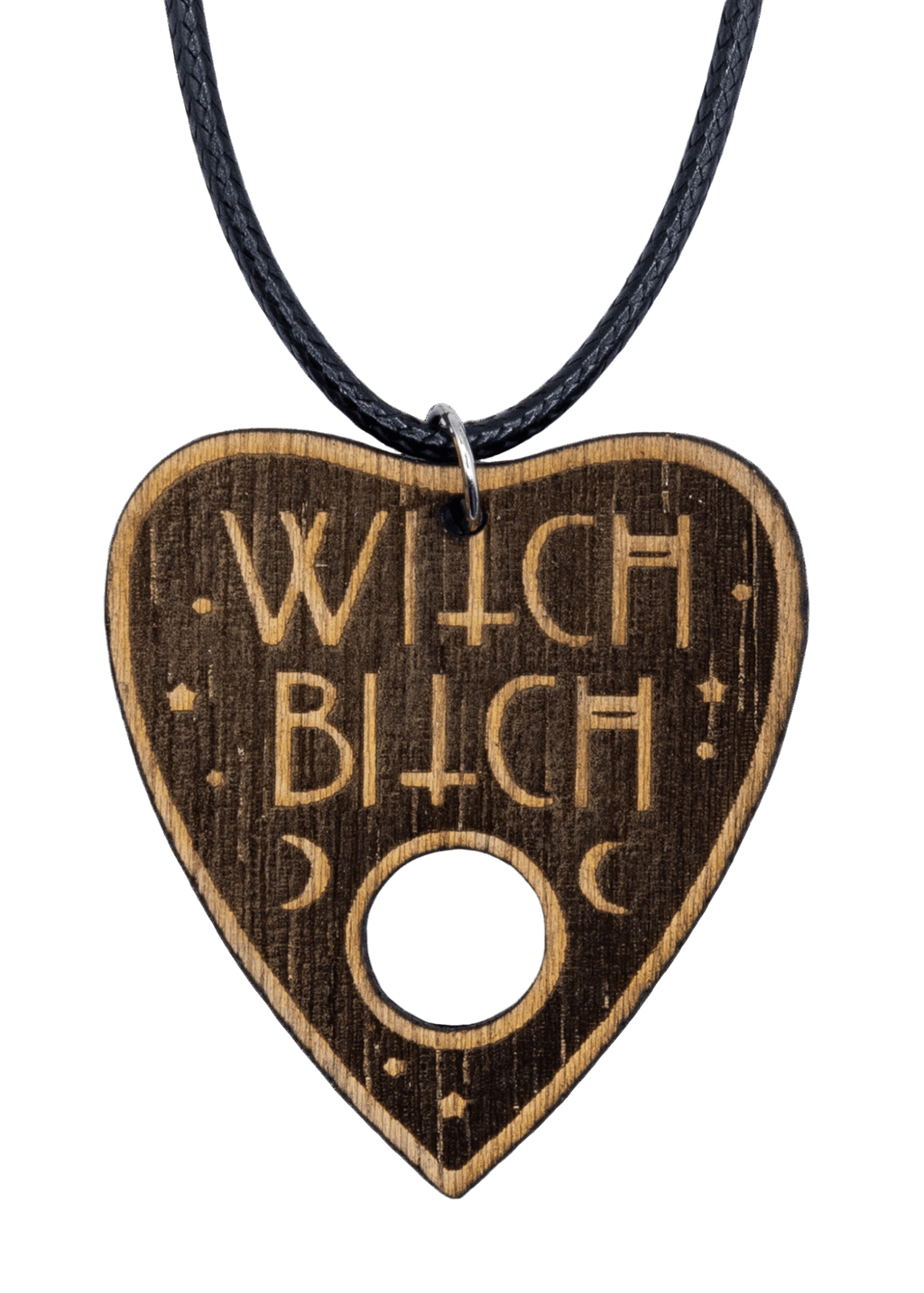 Witch Bitch Planchette Wood Necklace